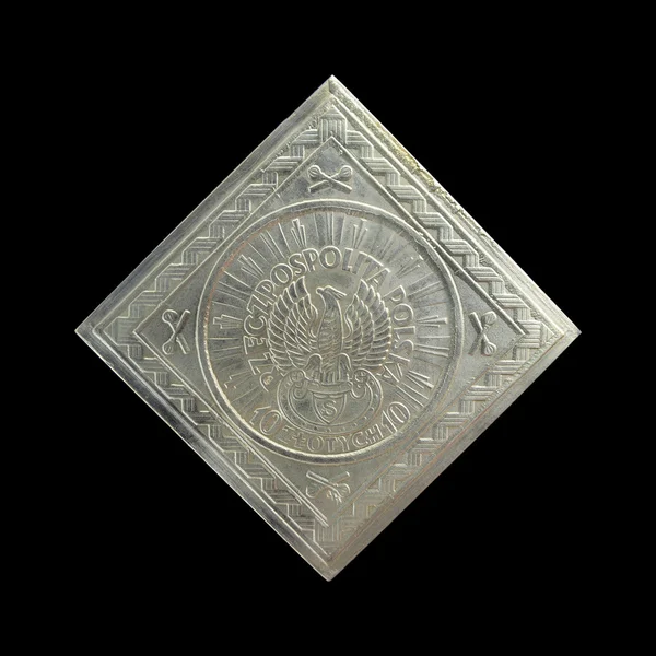Lengyelország régi ezüst érme piedfort Zlotyban — Stock Fotó
