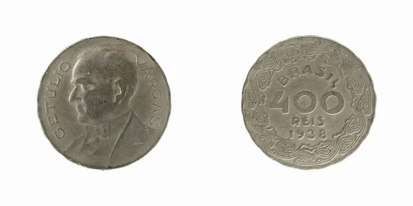 Brasil monedas antiguas, 400 reis 1938 —  Fotos de Stock