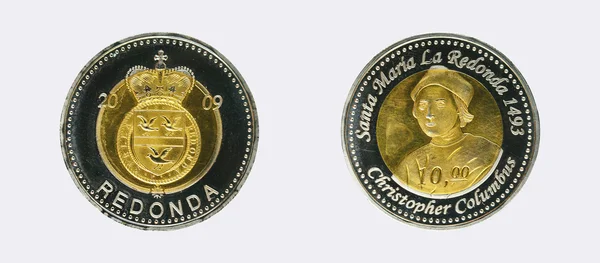 Αναμνηστικό κέρμα Redonda. Ο Χριστόφορος Κολόμβος — Φωτογραφία Αρχείου