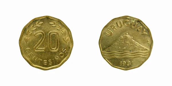 Сентезимо с монетами Уругвая — стоковое фото
