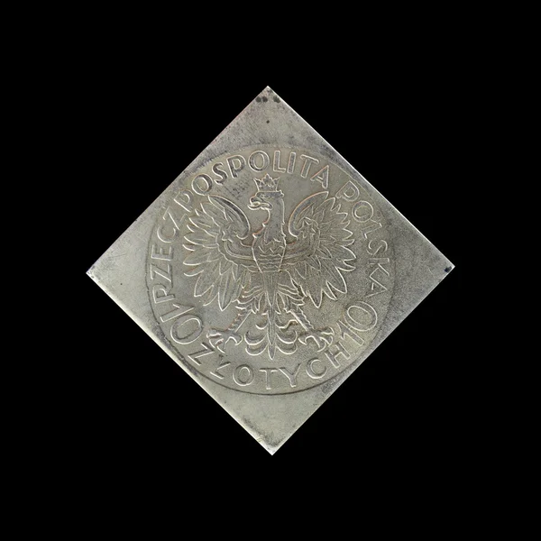 Polen oude zilveren munt piedfort zloty Stockafbeelding