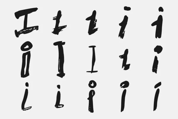 Met Hand Geschreven Brief Zwarte Brief Geschreven Grunge Kalligrafie Verschillende — Stockvector