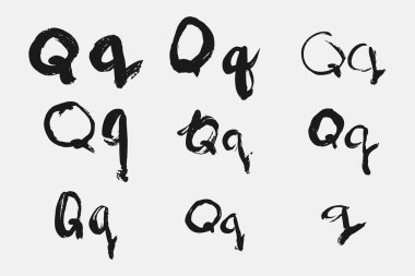 El yazısıyla yazılmış bir mektup. Grunge kaligrafisi ile yazılmış siyah mektup. Yazı tipinin farklı sürümleri dikkatsiz bir şekilde elle çizilir. İllüstrasyon istiyor.