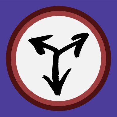 Elle çizilmiş ayrı bir kara ok. Beyaz daire üzerinde çok yönlü oklar. Yön ve nişan alma ayrı bir öge veya simge olarak kullanılabilir. İllüstrasyon istiyor.