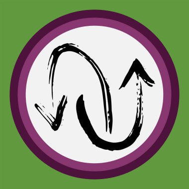 Elle çizilmiş ayrı bir kara ok. Beyaz daire üzerinde çok yönlü oklar. Yön ve nişan alma ayrı bir öge veya simge olarak kullanılabilir. İllüstrasyon istiyor.