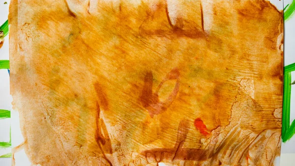 Фотография Яркого Красочного Акварельного Фона Рисунок Гуаши Желтая Зеленая Коричневая — стоковое фото