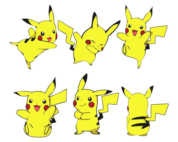 Pickachu Personnage Jouet Pokemon Anime Détective Pikachu Mis Des Icônes — Image vectorielle