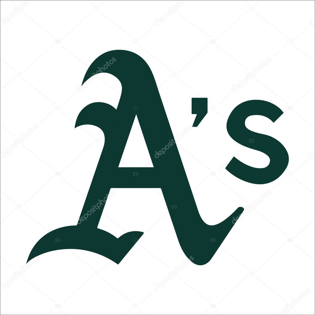 Major league baseball logo. Logo of baseball team Oakland. Baseball icon team of america.