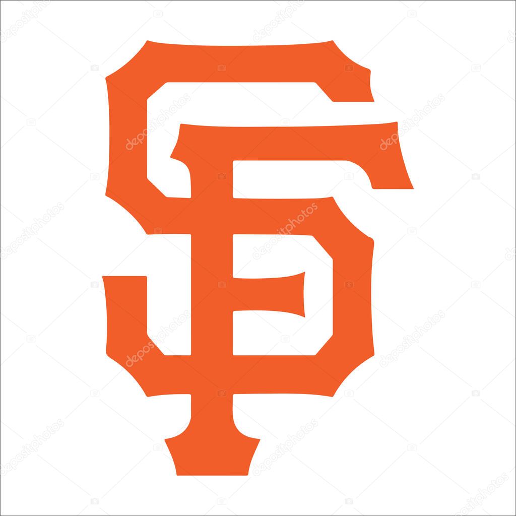 Major league baseball logo. Logo of baseball team San Francisco. Baseball icon team of america.