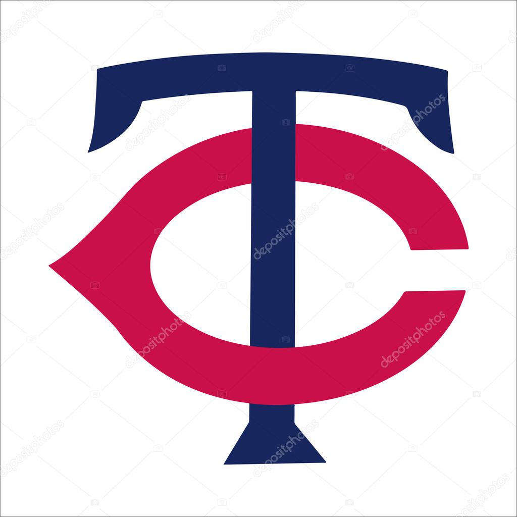 Major league baseball logo. Logo of baseball team Minnesota. Baseball icon team of america.