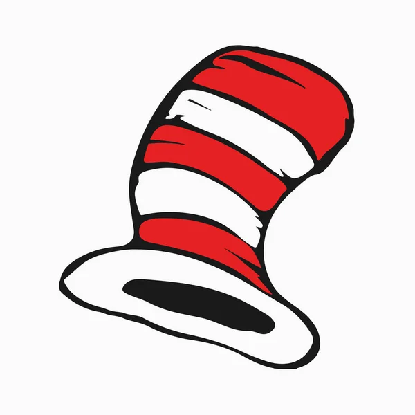 Dr Seuss cat in the hat. Hat, mustaches — Stock Vector