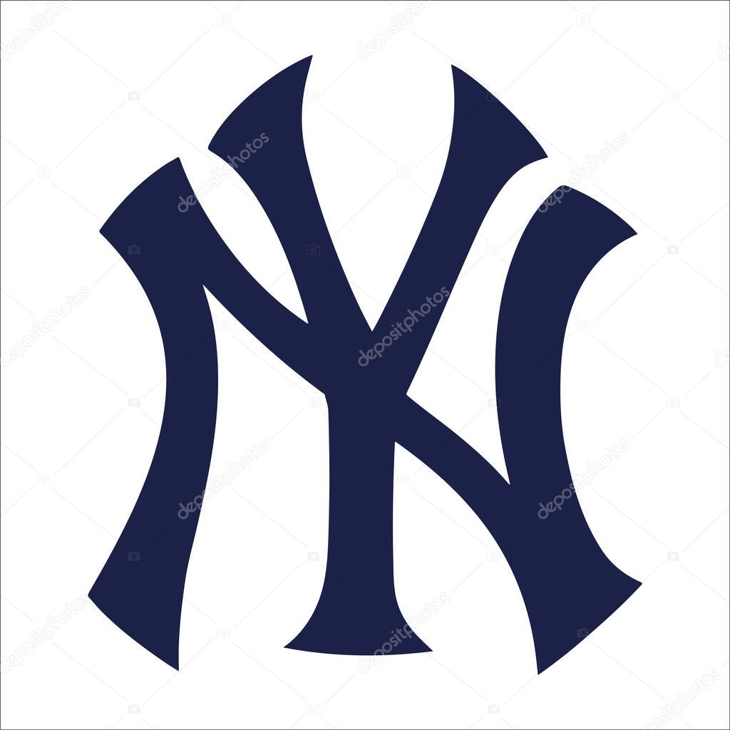 Major league baseball logo. Logo of baseball team New York Yankees. Baseball icon team of america.