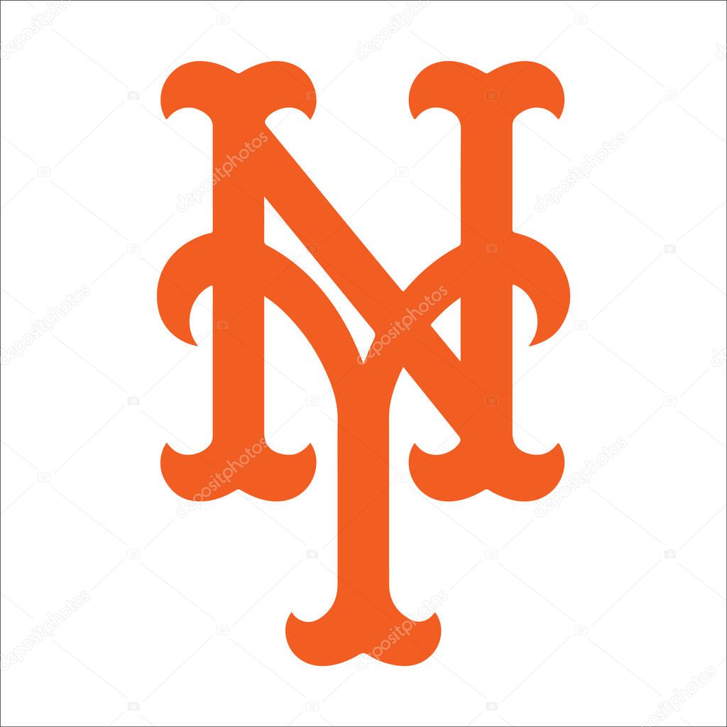 Major league baseball logo. Logo of baseball team New YorkMets. Baseball icon team of america.