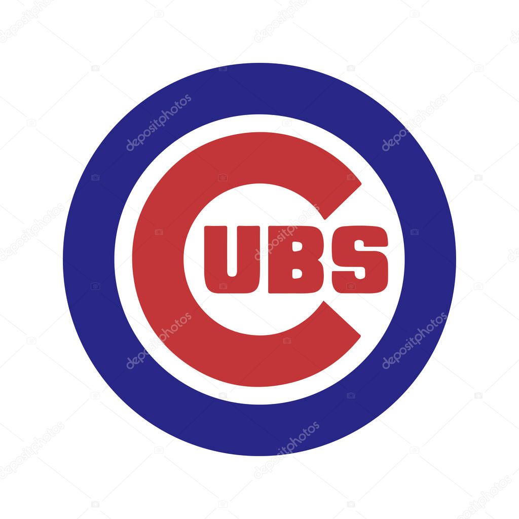 Major league baseball logo. Logo of baseball team Chicago Cubs. Baseball icon team of america.