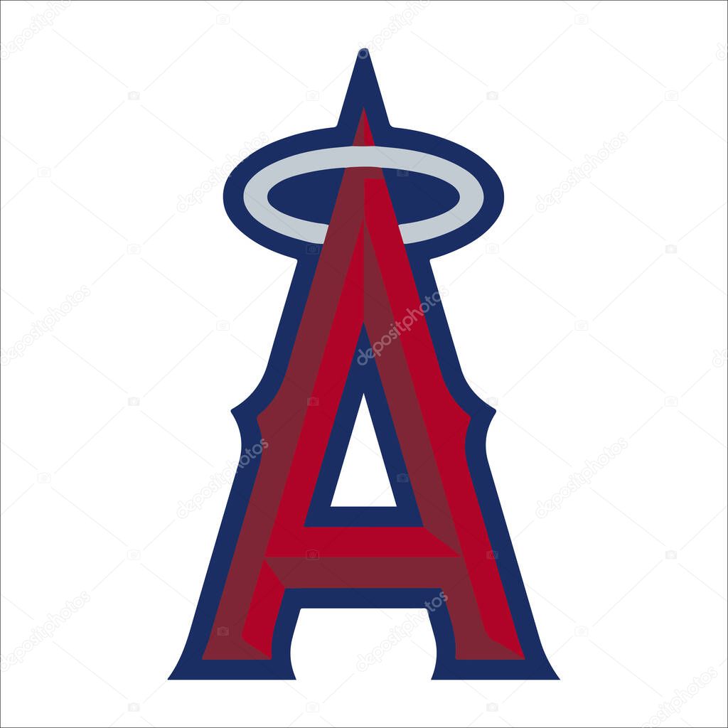 Major league baseball logo. Logo of baseball team Los Angeles Angels. Baseball icon team of america.