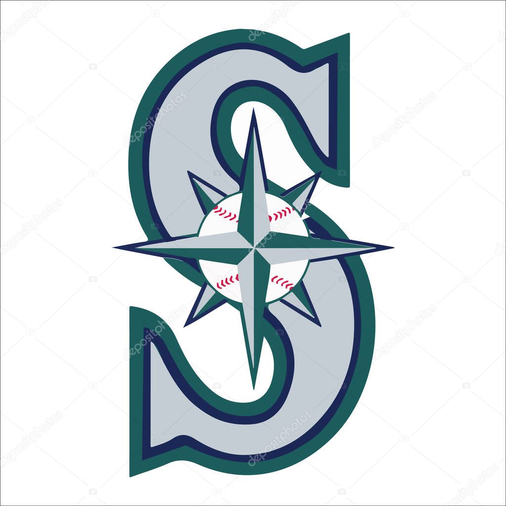 Major league baseball logo. Logo of baseball team Seattle. Baseball icon team of america.
