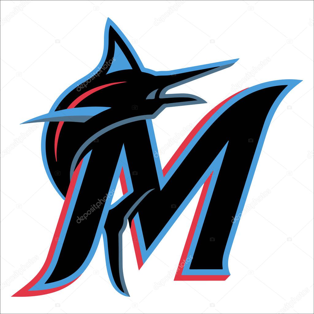 Major league baseball logo. Logo of baseball team Miami. Baseball icon team of america.