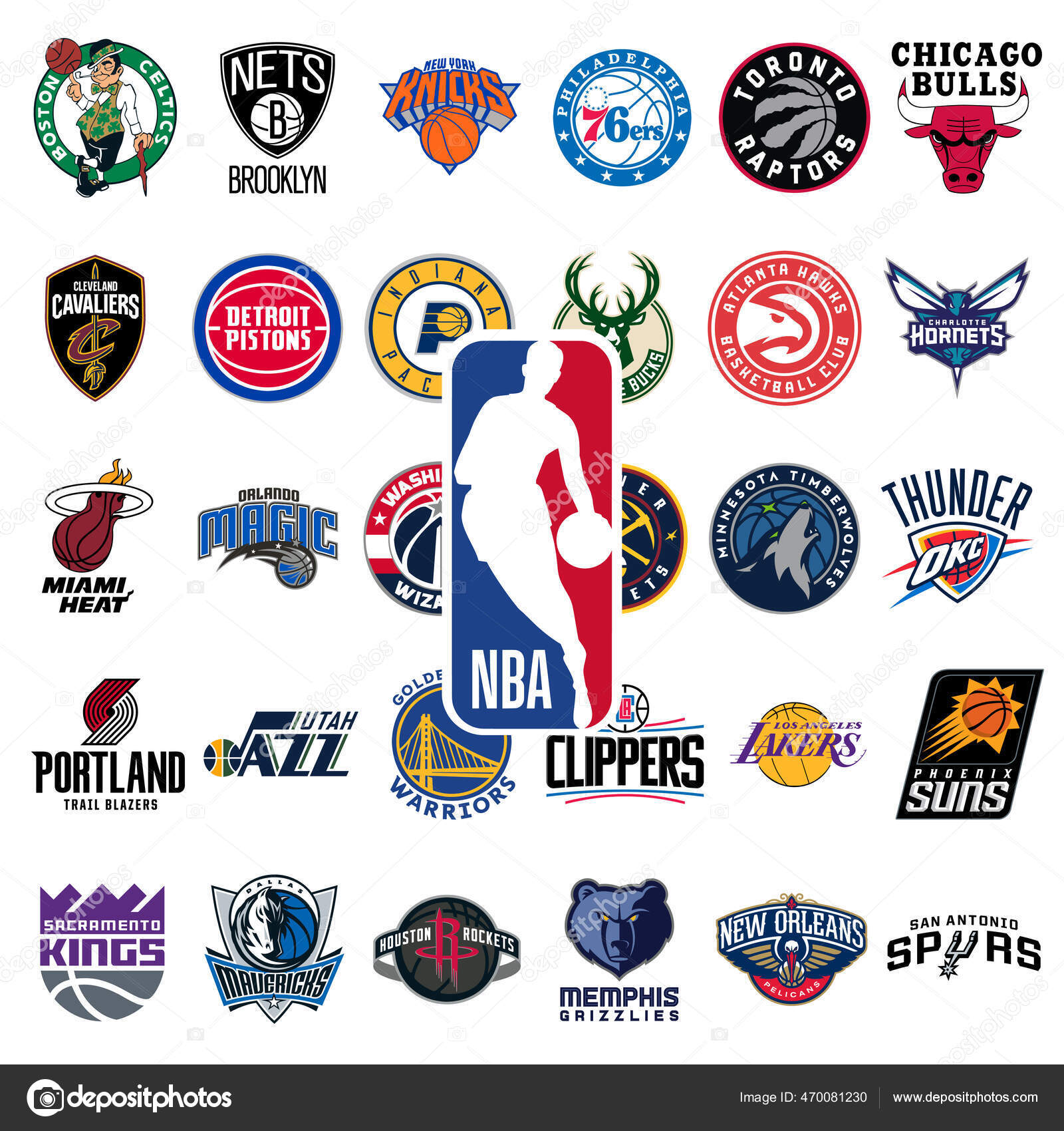 Logo All National Basketball Association Teams Nba Team Icons Set ...