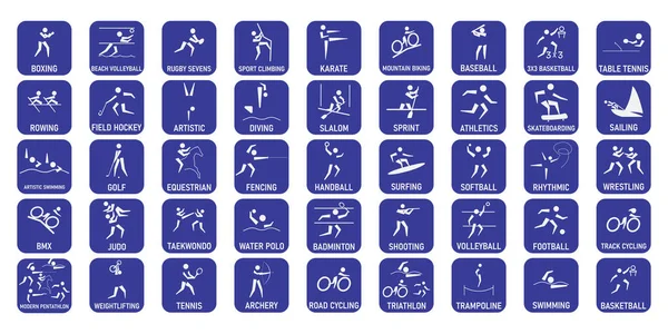 Vector set pictogramas juegos olímpicos de verano. — Vector de stock