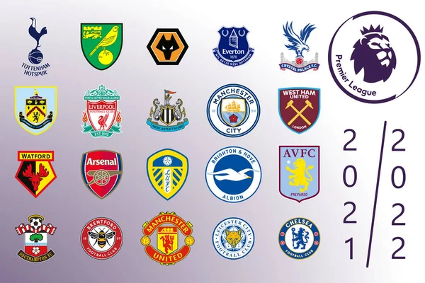 Logos de todos los equipos de la Premier League inglesa — Vector de stock