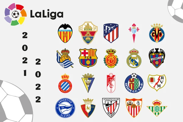 Logos aller Mannschaften der spanischen LaLiga — Stockvektor