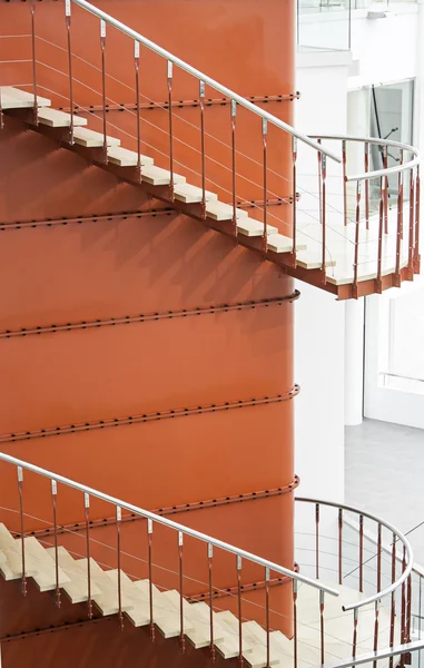 Red metal stairs