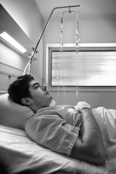 Sick Man Bed Hospital Disease Infection — Stock Photo, Image