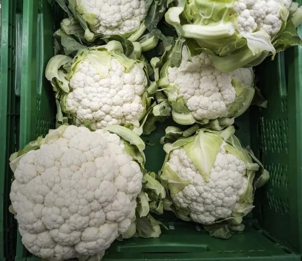 Ecological Cauliflower Market Agriculture Sale Supermarket — Stock Photo, Image