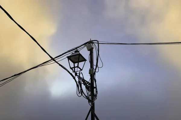 Streetlight with dusk sky, night lighting, architecture construction