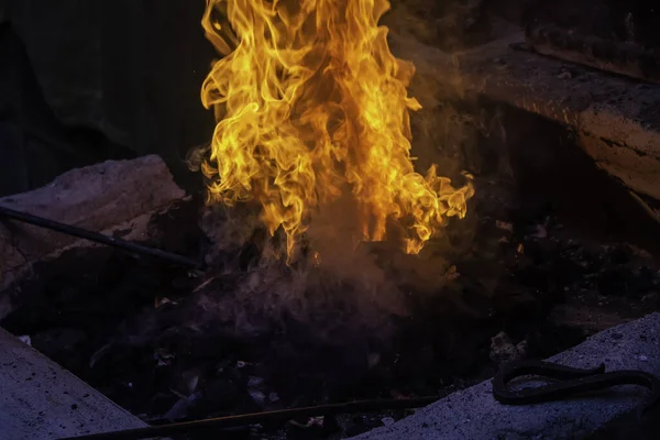 Incendio Nella Fucina Ferro Nell Industria Manifatturiera Negli Affari Nella — Foto Stock