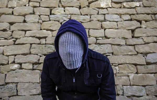 Maskovaný Problémový Muž Vandalismus Zločin Útočník — Stock fotografie