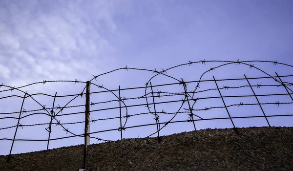 Barbed Wire Tegen Immigratie Menselijke Bevrijding Bescherming — Stockfoto