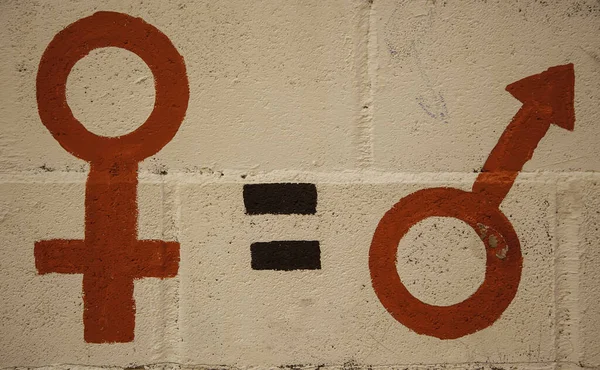 Símbolo Feminista Parede Igualdade Gênero Problema Social Sexista — Fotografia de Stock