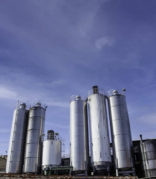 Metal Storage Tanks Construction Industrial Architecture — Stock Photo, Image