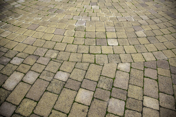 Paving stones on the ground, detail of pedestrian walk