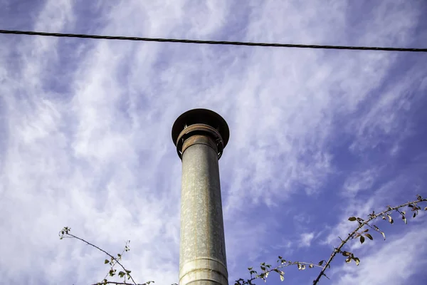 Sortie Industrielle Fumée Cheminée Construction Architecture Pollution — Photo