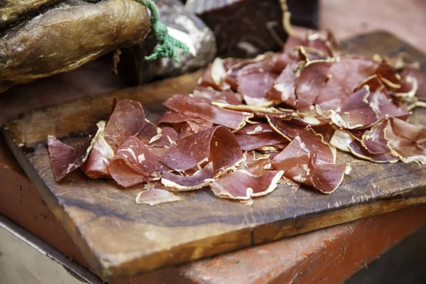 Iberisch Gezouten Ham Gesneden Apertivo Vlees Spanje Voedsel — Stockfoto