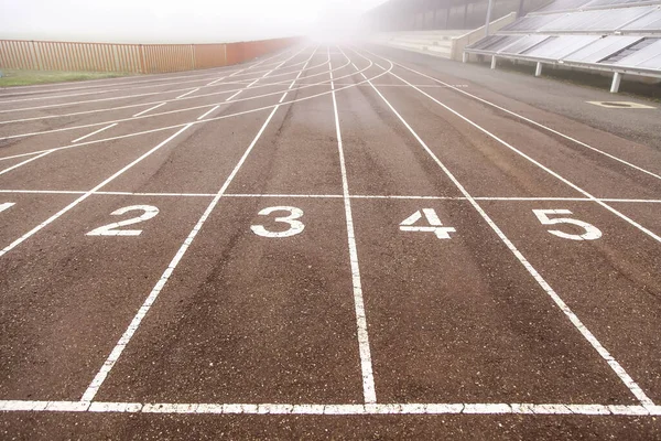 Atletiek Track Met Mist Symbolen Texturen Sport Competitie — Stockfoto