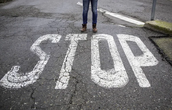 Stoppschild Schild Und Symbol Verkehr Und Verkehr — Stockfoto