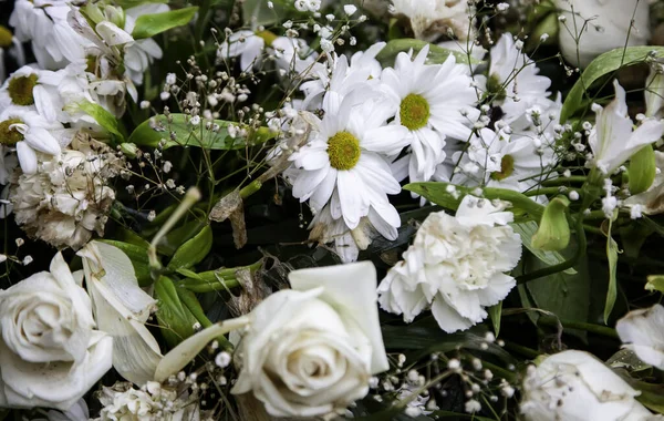 Věnec Červené Růže Pohřbu Květiny Dekorace Příroda — Stock fotografie