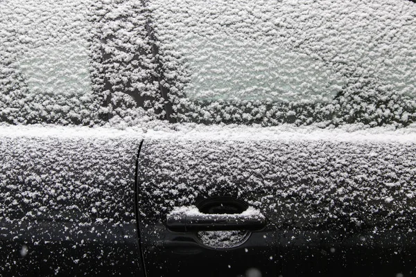 Gelo Carro Vidro Queda Neve Natal Transporte Perigoso — Fotografia de Stock