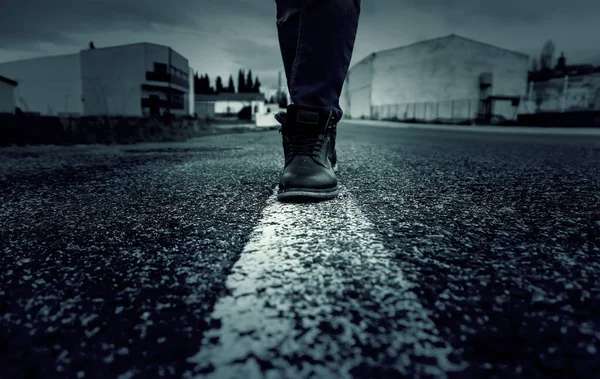 Persona Caminando Línea Dirección Carretera Señal Tráfico Símbolo — Foto de Stock