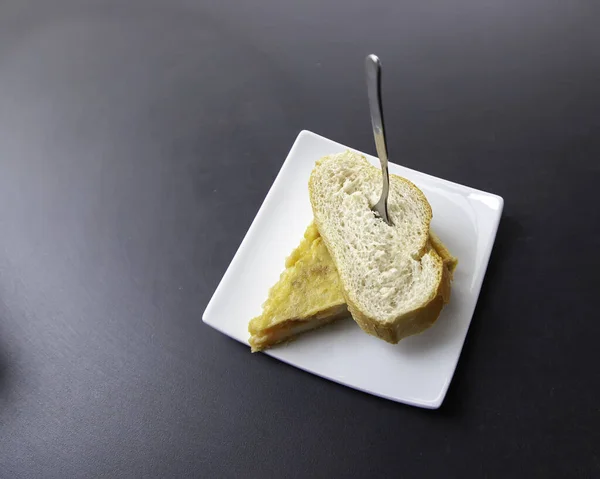 Omelette Pommes Terre Avec Pain Bar Hors Œuvre Cas Foo — Photo
