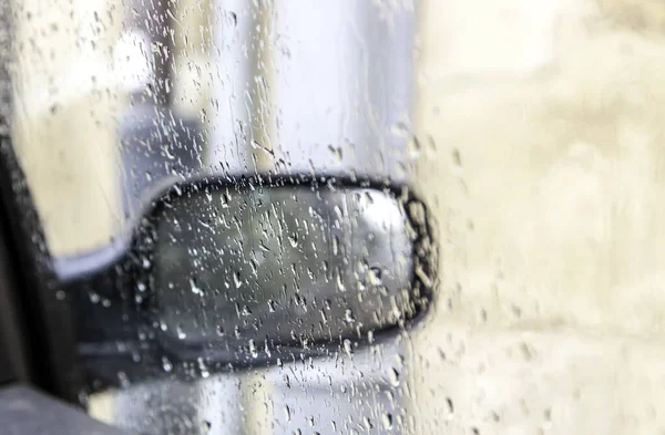 Gocce Acqua Vetro Auto Pioggia Tempesta Texture Sfondo — Foto Stock