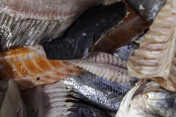 Szczegóły Szczątków Ryb Wyrzucone Jedzenie Złym Stanie — Zdjęcie stockowe