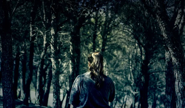 森林行走 景观和自然 环境中的妇女 — 图库照片