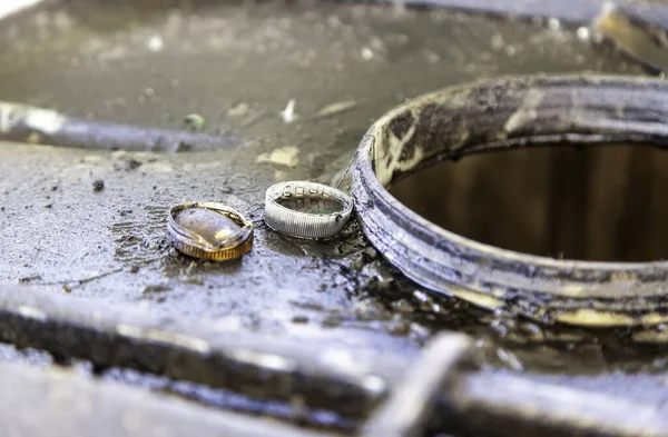 Alt Und Altöl Recycling Detail Umweltverschmutzung — Stockfoto