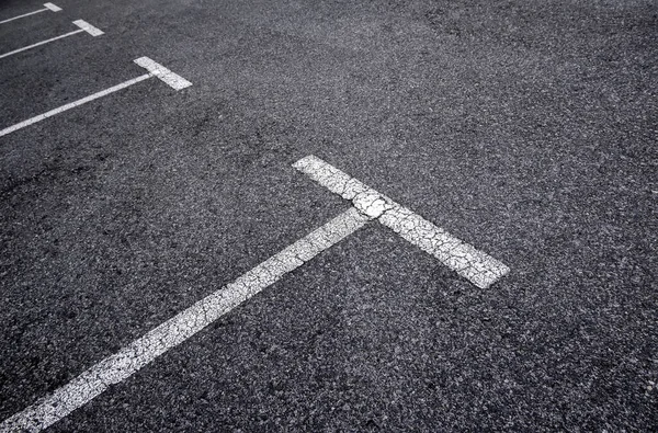Szczegóły Malowane Linie Parkowania Samochodów Znaki Drogowe — Zdjęcie stockowe