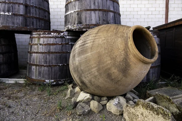 Détail Ancien Transport Boissons Art Artisanat Avec Argile Cuite Histoire — Photo