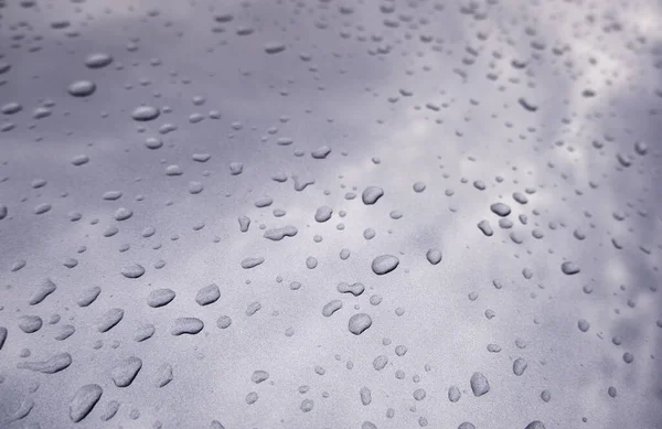 Nass Glänzendes Metalldetail Mit Wassertropfen Wintertag Und Sturm — Stockfoto